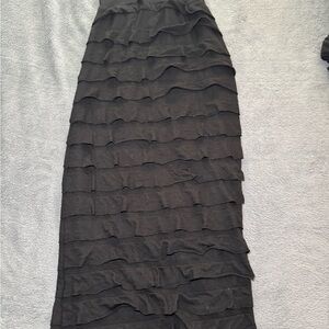 Max Edition Black Layered Maxi Skirt